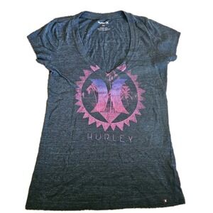 Hurley Vintage Y2K Graphic Women's T Shirt Top Short Sleeve Size M